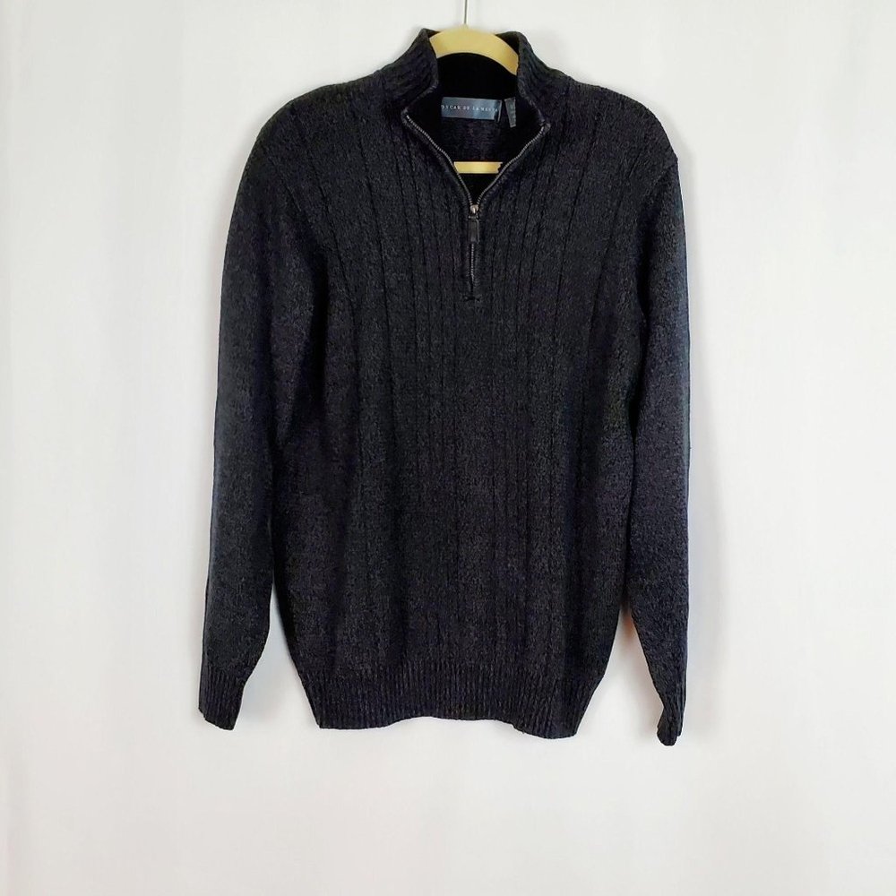 Oscar de la Renta Dark Gray Quarter Zip Sweater